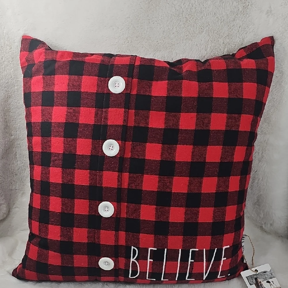 Rae Dunn Christmas Buffalo Plaid Believe Decorative 19